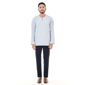 Pyjama Kurta en coton blanc avec broderie arabe, indienne et musulmane pour hommes - Product Image 5