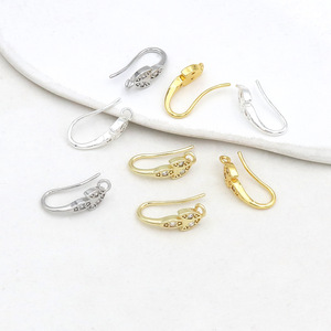 U Shaped Diamond Set Ear <b>Hooks</b> 18k Gold Plated Silver Jewelry Findings DIY <b>Earrings</b> Components GM1930 - Product Image 1