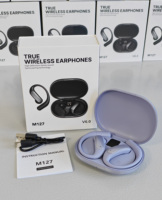 Écouteurs M127 AI Assistant à crochet d'oreille pour V5.4, type ouvert, étanches IPX-2, contrôle tactile, stéréo, non intra-auriculaires