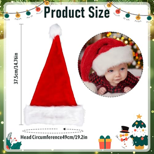 Chapeau de Noël pour bébé, chapeau de Père Noël en velours rouge moelleux - Product Image 2