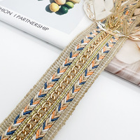 Vente Flash : Broderie Décorative Faite Main de Luxe Traditionnelle en Polyester Tricoté avec Paillettes Métalliques Or et Argent