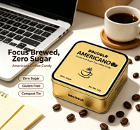 Bonbons durs au café Americano sans sucre au xylitol, bonbons en forme de grains de café sans sucre avec sensation rafraîchissante, marque privée OEM