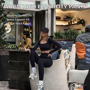 New Women's High Elasticity Casual Seamless Knitted High Waist <b>Thick</b> Ankle-Length Winter <b>Leggings</b> for Gym Activewear - Product Image 2