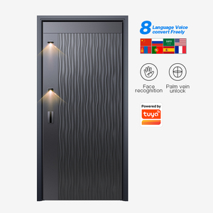 Porte d'entrée principale en alliage d'aluminium insonorisée imperméable Villa portes extérieures intelligentes pour les maisons - Product Image 1