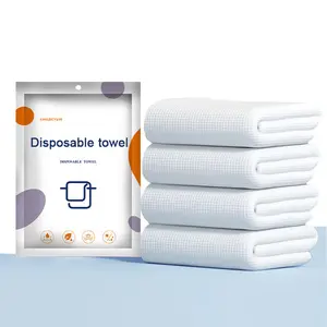 Custom logo white pedicure travel shower towels one time single use disposable hair towel hotel bath body towel biodegradable