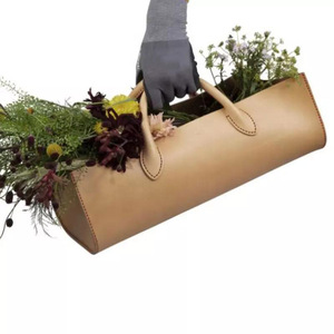New Design Decoration Outdoor Flower Pot Holder Organizer Tool Bag Leather <strong>Trug</strong> <strong>Gardening</strong> Tools Flower Picking Storage Basket - Product Image 1