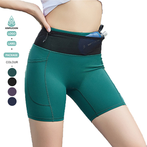 Logotipo personalizado gran oferta de cintura alta tamaño bolsillo compresión señoras entrenamiento al aire libre deportes correr ropa Yoga pantalones cortos para mujer - Product Image 1