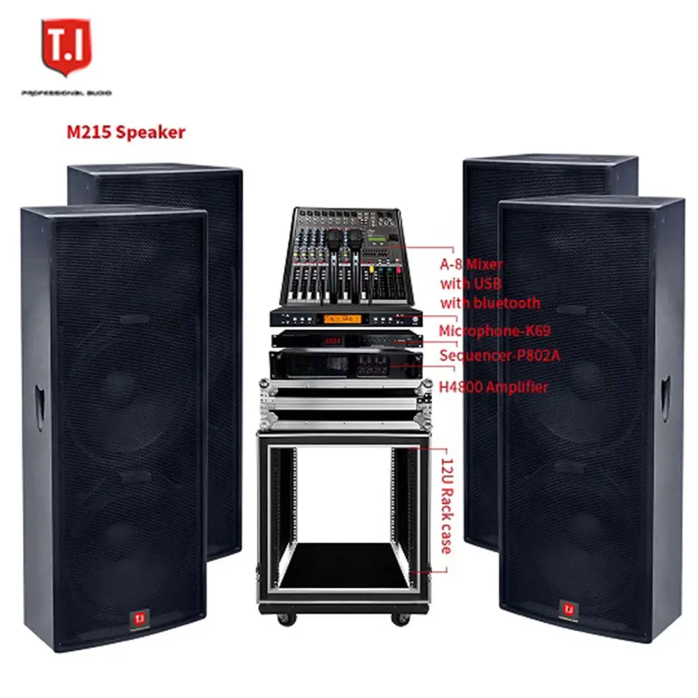 Set sistem suara audio speaker koaksial 15 inci, speaker jarak penuh profesional kuat desain baru dengan amp