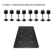 Système de recharge sans fil de luxe pour restaurant, 1 unité, avec 8 lampes de table LED intelligentes rechargeables de qualité commerciale (compatible Matter)