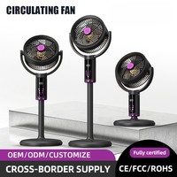 Ventilateur de circulation sur pied certifié CE FCC ROHS avec batterie intégrée, lumière nocturne à intensité variable, plateau aromatique, ventilateur de circulation d'air intérieur
