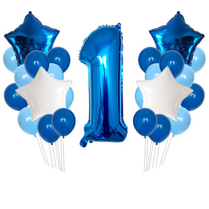 Ballon de décoration d'anniversaire bleu rose pour garçon et fille de <span class=keywords><strong>1</strong></span> an, paquet de ballons de fête d'anniversaire pour bébé fille - Product Image 6