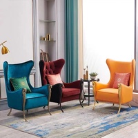 Fauteuil de salon moderne en bois et tissu velours, personnalisable, le plus populaire, style Guangdong, avec accoudoirs métalliques, canapé de loisirs tendance