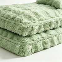 Coussin pour chien et chat Yangyangpet, lavable, rectangulaire, en fausse fourrure de lapin, doux, confortable et chaud, avec housse amovible