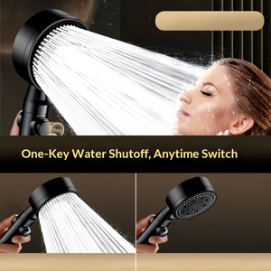 Pomme de douche pressurisée noire avec débit réglable, design moderne et simple, montage mural, robinet de douche en ABS - Product Image 3