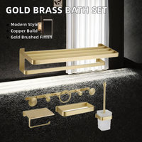 Ensemble d'accessoires de salle de bain en métal au design contemporain doré brossé, garantie 5 ans, respectueux de l'environnement, prévention de la corrosion - Cuivre