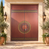 Porte d'entrée double moderne et personnalisée pour villa, avec panneaux en verre, pour maison classique en briques