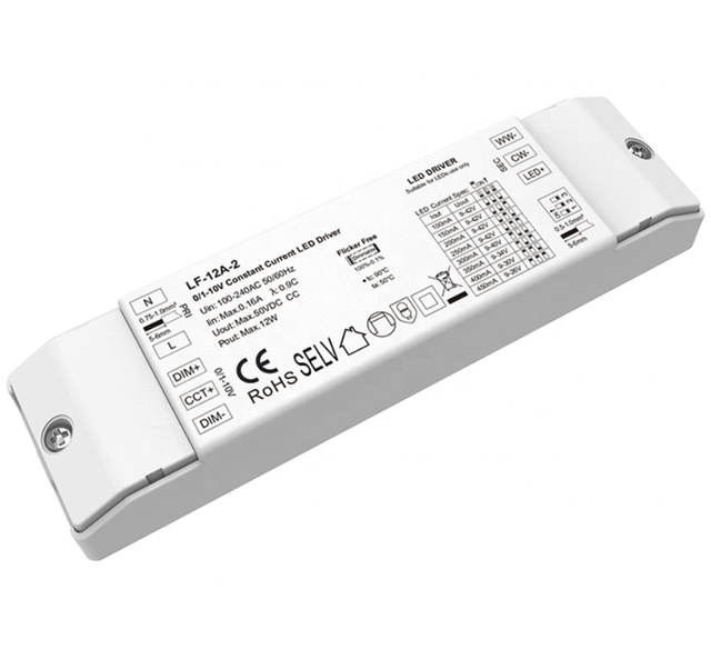 Skydance 9-42VDC 12W 2 Channels 0/1-10V Constant Current CCT LED Driver Dimmable Power Supply LF-12A-2 for Down Light Spot Light