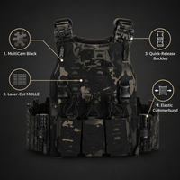 Gilet tactique à libération rapide pour hommes, en nylon haute résistance avec fermeture éclair et fermoir, système MOLLE, gilet d'extérieur réglable