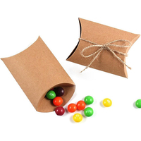 Boîte à oreiller en carton kraft recyclé en gros, emballage pour macarons et bonbons, boîte cadeau en forme d'oreiller