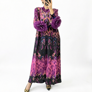 Vestidos plisados directos de fábrica para damas, elegantes, casuales, tallas grandes, vestidos maxi de fiesta para mujer, proveedor de ropa al por mayor - Product Image 1