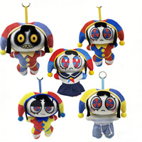 Poupée Clown en Peluche d'Halloween avec Chapeau à Deux Cornes, Chemise Rayée, Grands Yeux Ronds, Figurine en Peluche pour Soulager le Stress