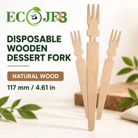 Fourchette à dessert jetable en bois de 117 mm, mini-fourchette en bois naturel pour gâteaux et dégustation de fruits, vente en gros, emballage personnalisé OEM, services alimentaires