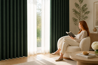 Rideaux occultants, imperméables et insonorisants en mélange polyester/lin, design acoustique ondulé, pour salon, chambre à coucher, luxe moderne, sur mesure