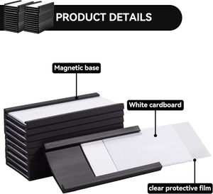 ป้ายแม่เหล็กสำหรับติดฉลากชั้นวางของโลหะพร้อมแผ่นป้องกันพลาสติกใสและป้ายชื่อแม่เหล็กช่อง C - Product Image 3