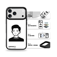 Coque de téléphone AG Feeling Black Edge avec motif garçon pour iPhone 17, 17 Pro Max, 16 Pro, 15, 15 Pro Max – Coque magnétique
