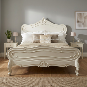 <b>Antique</b> French Louis XVI Style Solid Wood Bedroom Furniture Set Mahogany Painted Round <b>Bed</b> Wooden <b>Frame</b> Indonesian Manufacturer - Product Image 3