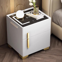 Table de chevet intelligente de luxe moderne chargeur de radio sécurisé haut-parleur Bluetooth affichage tricolore en bois léger pour les hôtels