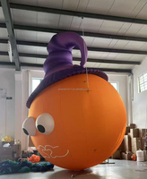 Calabaza Gigante Inflable Personalizada con Sombrero, Mascota con Luz LED, Decoración para Halloween, Adornos de Halloween para Exteriores