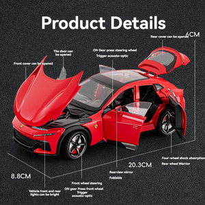 Diecast Mô hình xe 1:24 tỷ lệ với âm thanh và ánh sáng pullback cửa mở trang trí trang trí kim loại xe SUV Xe mô hình đồ chơi - Product Image 5