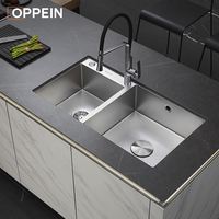 Meubles de cuisine modulaires modernes de style européen OPPEIN avec charnières et chariot, construction en panneaux de particules de Guangzhou