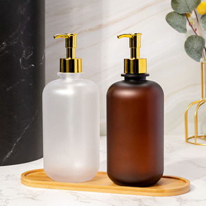 Luxury 600ml <strong>white</strong> black Round Empty Conditioner Shower Gel Plastic Packaging Gold PET Shampoo Pump Bottle - Product Image 1