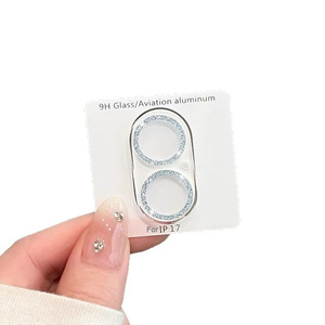 Protection d'objectif d'appareil photo en verre trempé 9H effet diamant scintillant pour <span class=keywords><strong>iPhone</strong></span> 17 16 15 <span class=keywords><strong>14</strong></span> 13 <span class=keywords><strong>Pro</strong></span> <span class=keywords><strong>Max</strong></span> avec film anti-éclats intégré - Product Image 5