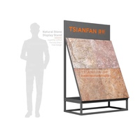Présentoir personnalisable à cadre ouvert et logo sur le dessus, incliné, pour grandes dalles de pierre, idéal pour panneaux de granit et présentation de revêtements de sol