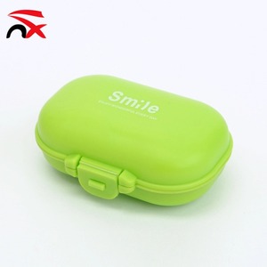 Custom Logo Printed Macaroon Color Plastic Pill Organizer 4 Compartments Supply Promotional Giveaways Gift for Travel