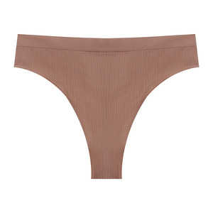 Wholesale Women's <b>Seamless</b> Ribbed <b>Thong</b> Panties Solid Low-rise Sexy Women Underwear Breathable Plus Size Yoga T-back <b>Thong</b> - Product Image 1