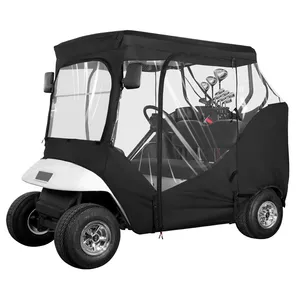 BEELAND 4-Sided Clear Window 420D Rain Golf Cart Driving Enclosure 2 Passenger Waterproof Golf Cart Cover