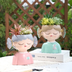 Macetas modernas de tamaño M, bonitas macetas de resina para <span class=keywords><strong>cactus</strong></span>, macetas bonitas <span class=keywords><strong>con</strong></span> cabeza de caramelo, macetas suculentas, maceta para <span class=keywords><strong>flores</strong></span> faciales - Product Image 4