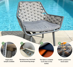 आउटडोर गार्डन फर्नीचर वाटरप्रूफ uv-प्रतिरोधी बुना रस्सी कुर्सी 6063 विला रेस्तरां या होटल के लिए उच्च गुणवत्ता वाले एल्यूमीनियम फ्रेम - Product Image 2