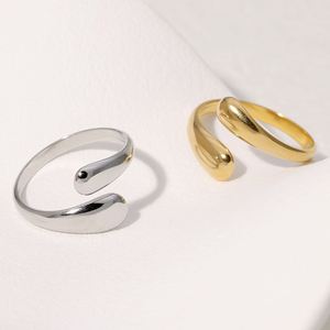Vente flash - Design chic - Anneaux géométriques romantiques simples en acier inoxydable plaqué or 18 carats réglables pour femmes - Cadeaux - Product Image 3