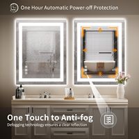 Miroir de salle de bain LED rectangulaire moderne avec rétroéclairage 3 couleurs, interrupteur tactile, fonction anti-buée et mémoire, sans cadre