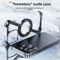 Étui de téléphone en métal creux avec support magnétique rotatif pour iPhone 15 Pro Max, coque Z sans bordure, antichoc, résistant aux chutes