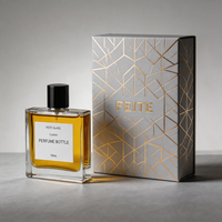 Flacon de parfum plat de 50 ml, design personnalisé, flacon de parfum en verre vide haut de gamme avec boîte d'emballage et bouchon magnétique