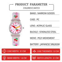 Montre pour enfants, motif cerise rouge de dessin animé, montre de sport de luxe, dessin animé 3D, étanche, cadeau d'anniversaire, montre-bracelet pour enfants