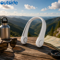 Ventilateur de cou portable sans pales en plastique pour extérieur, rechargeable par USB, mains libres, réglable, 3 vitesses de ventilation, longue autonomie