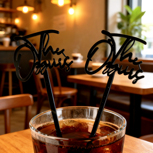 Nuevos Agitadores de Bebidas de Plástico con Diseño Personalizado, Palitos para Fiestas de Boda, Palitos Agitadores Negros con Logotipo Personalizado, Tamaño y Forma Personalizables, para Bar en Casa - Product Image 6