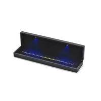 Boîte à bijoux de luxe noire à LED avec estampage doré, emballage à LED pour bijoux, boîtes à bagues personnalisées, boîte à bijoux avec lumières